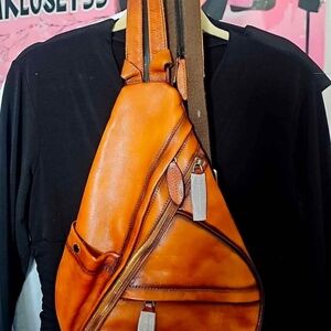 Stylish Orange Leather Sling Bag